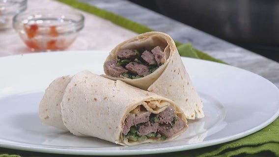 Grilled Szechuan steak & Bok Choy wraps