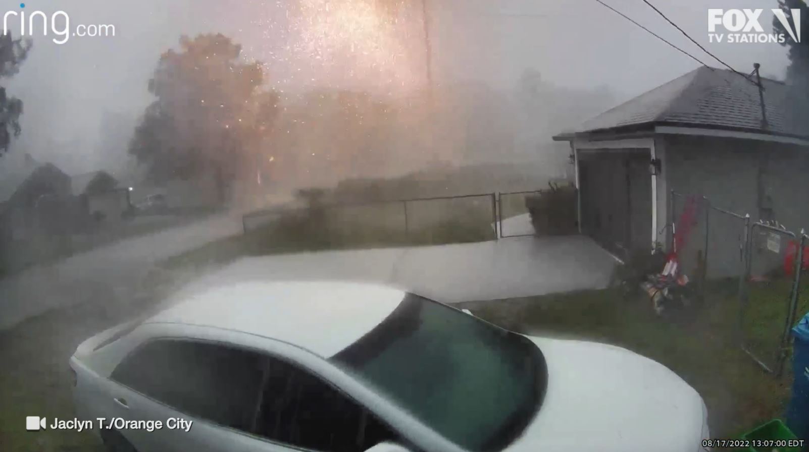 WATCH: Transformer explodes over house during Florida thunderstorm
