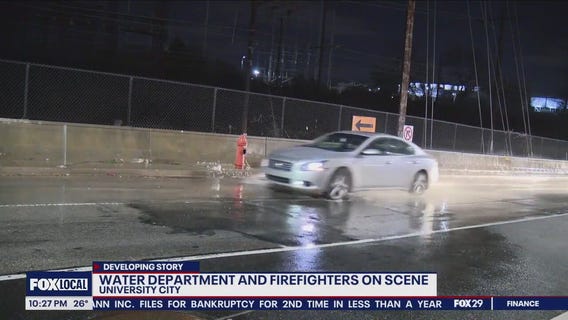 Burst pipe in University City floods busy roadway