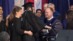 Georgetown linebacker walks at graduation after suffering spinal cord injury in 2015
