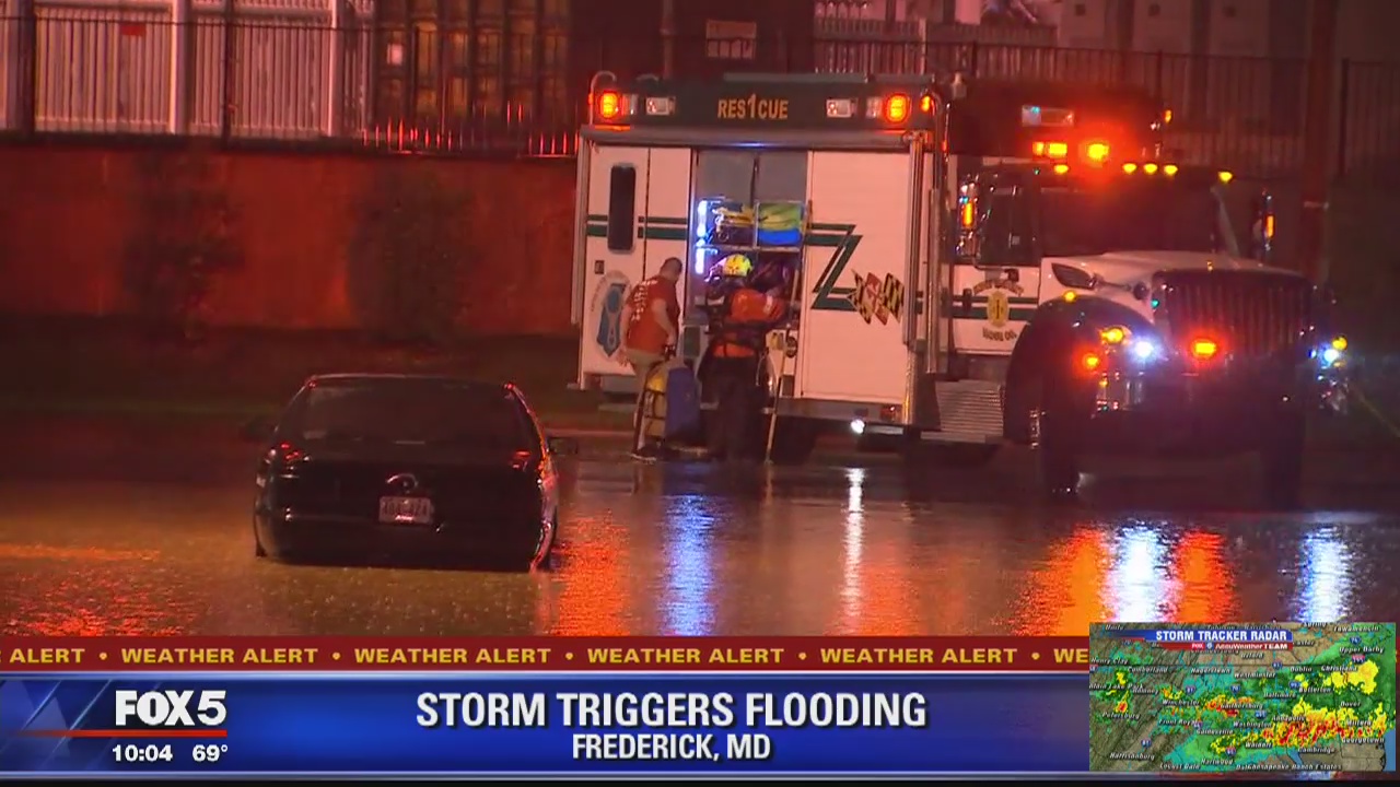 Storm triggers flooding in Frederick