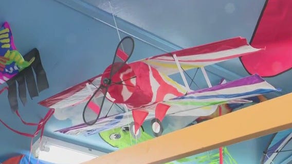 Checking out all the kites you can fly