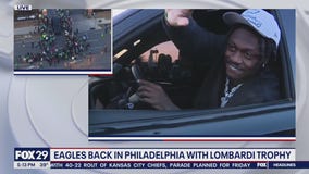 Philadelphia Eagles greet fans as they make their way home