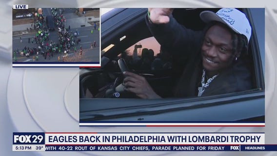 Philadelphia Eagles greet fans as they make their way home