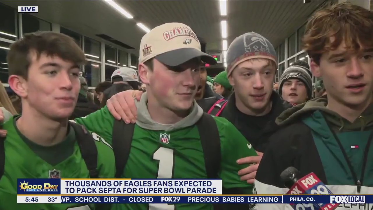 Eagles fans pack SEPTA stations ahead of Super Bowl parade
