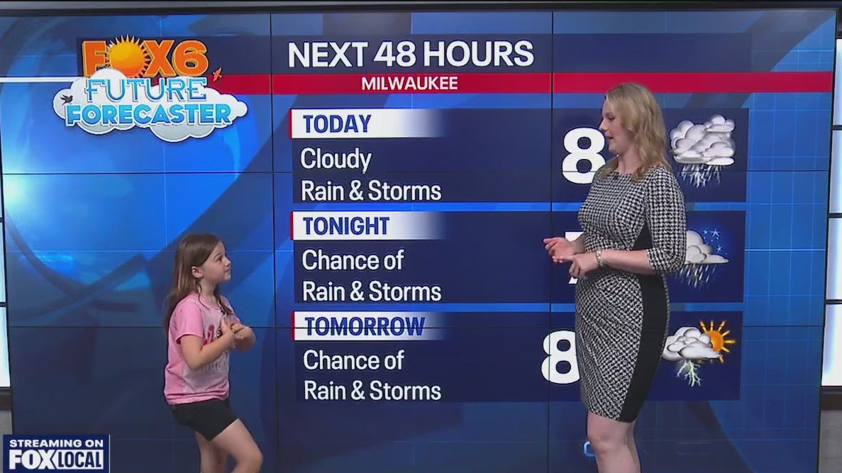 Jaycelynn helps with the weather