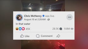 Man stranded in flood, livestreams from car