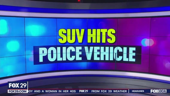 Driver strikes police vehicle and light pole strikes pedestrian