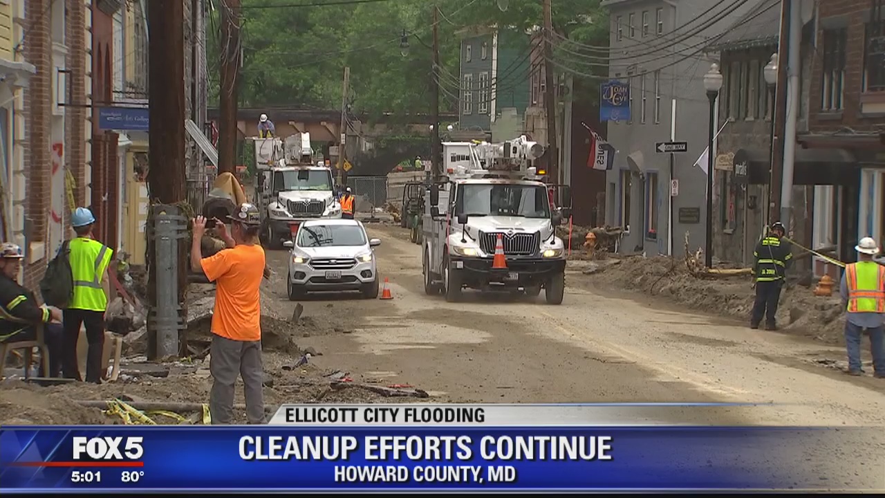 Cleanup efforts continue in Ellicott City as residents, business owners frustrated