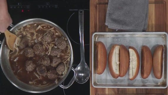 French onion meatball subs