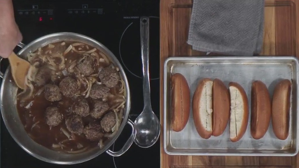 French onion meatball subs