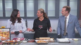 Making cheesy meatball pockets