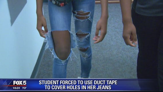 Charles County mother upset school forced her daughter to use duct tape to cover holes in jeans