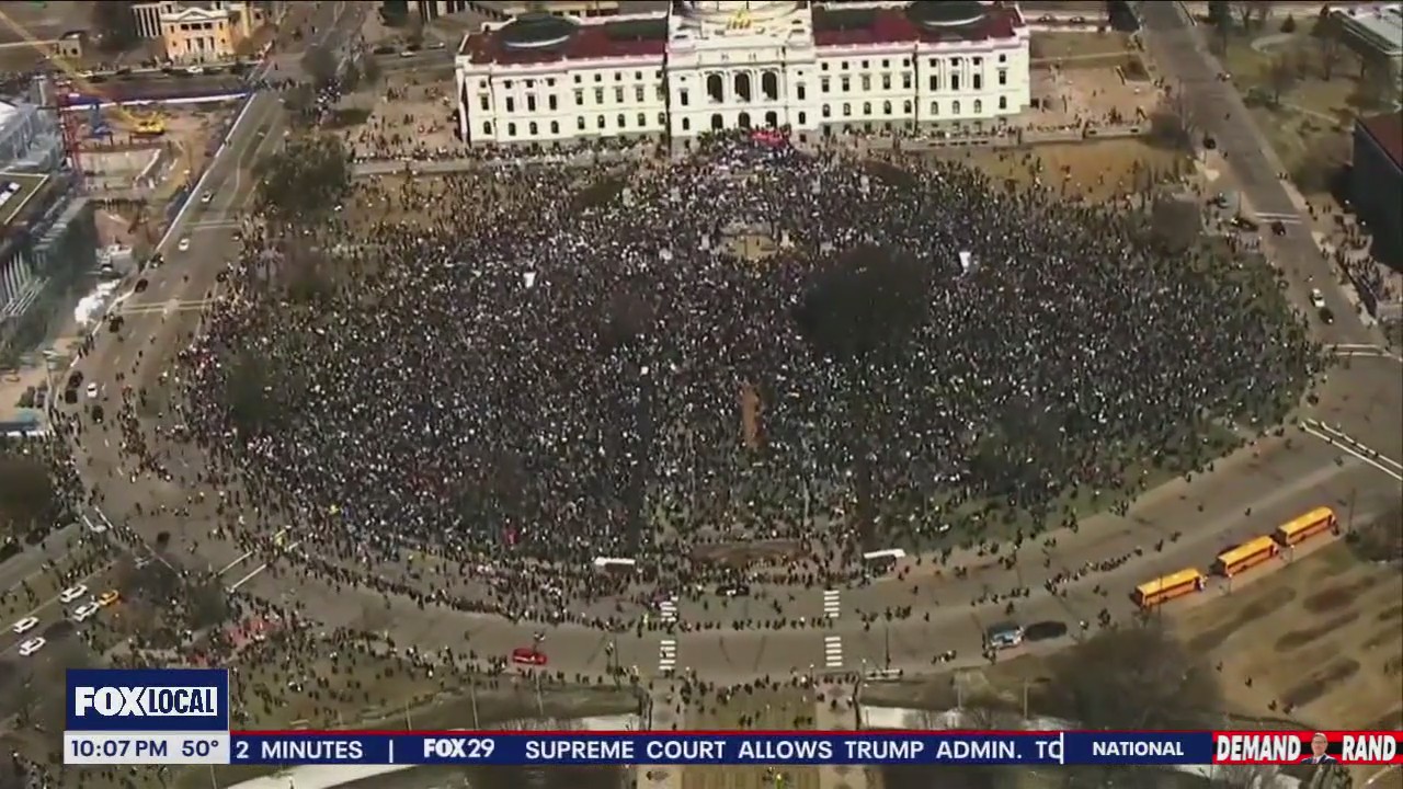 Tens of thousands gather in largest single-day protest against Trump policies