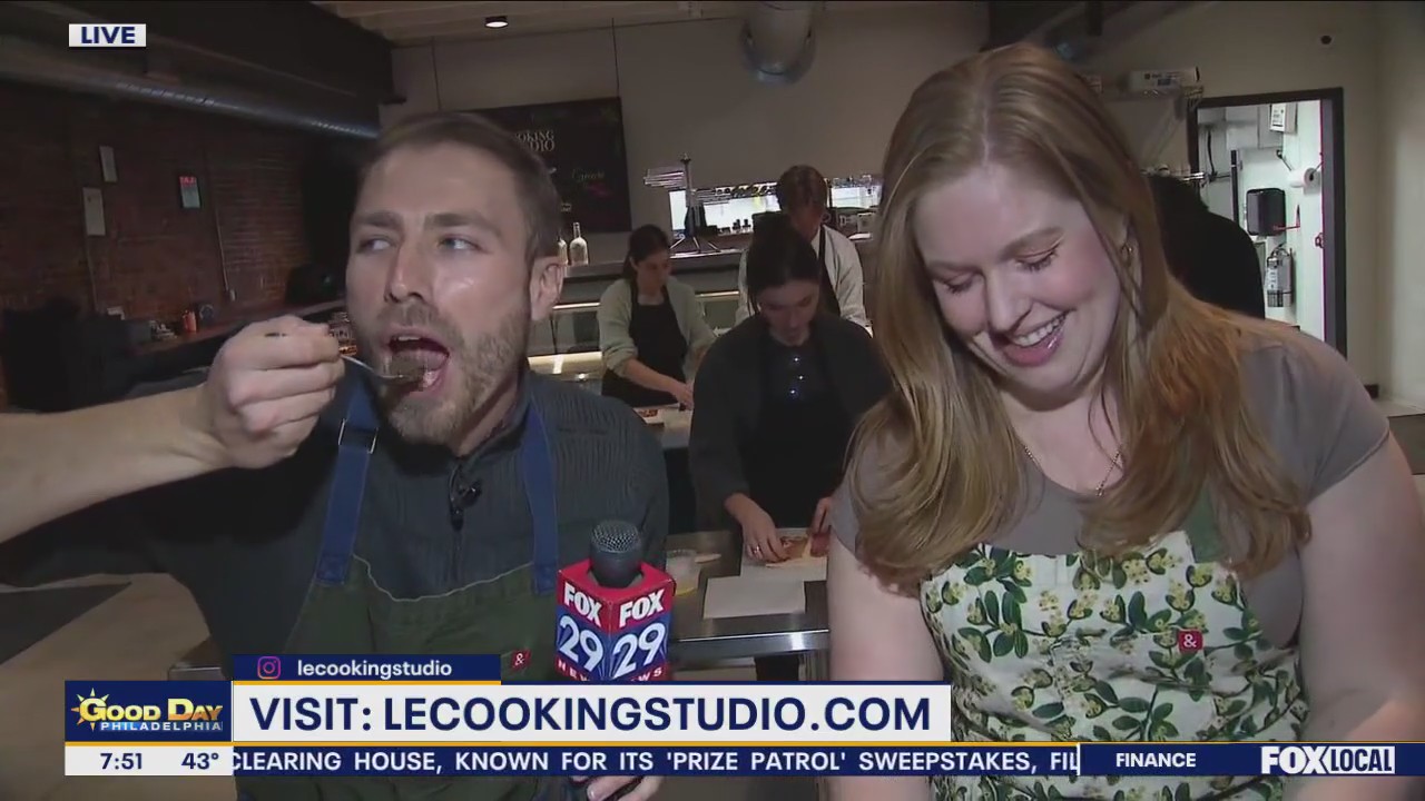 Drew Uses A Blow Torch At Cooking Class