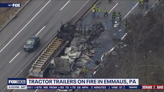 Tractor trailers on fire shut down highway, authorities search for motive after fire at Pa governor's mansion