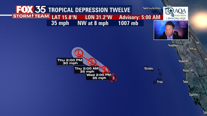 Tropical Depression 12 forms in the Atlantic; second system has high chance of development