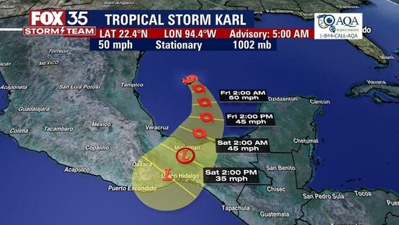 Tropical Storm Karl expected to make landfall on Friday