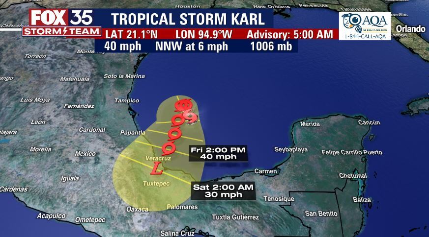 Tropical Storm Karl forms in Gulf of Mexico