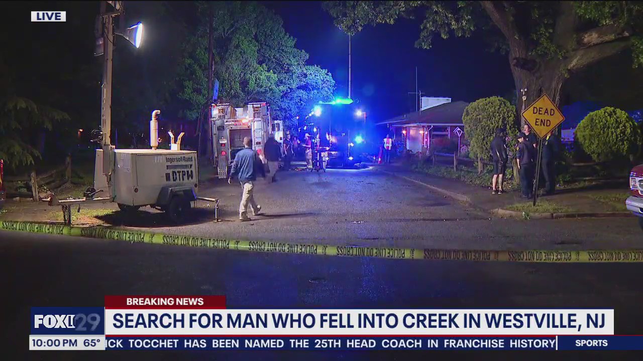 Recovery effort ongoing for man who fell into South Jersey creek