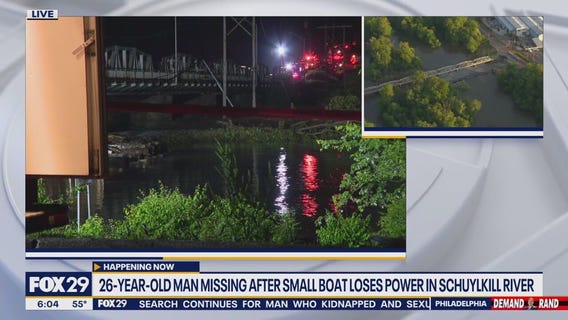 Man missing after small boat loses power in Schuylkill River