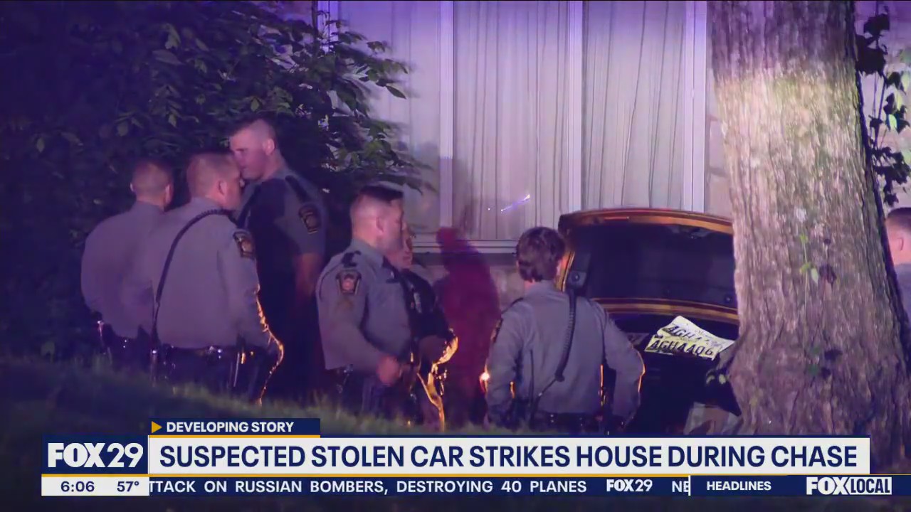 Suspected stolen vehicle crashes into Philadelphia home during police chase