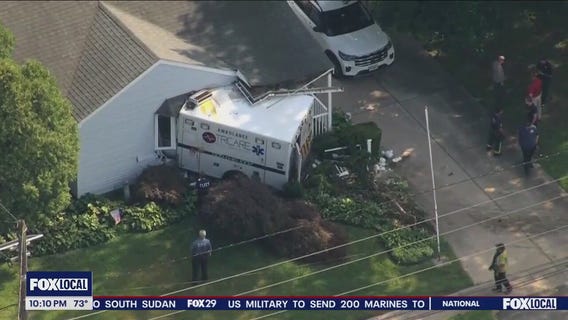 4 hospitalized after ambulance hits Burlington County home