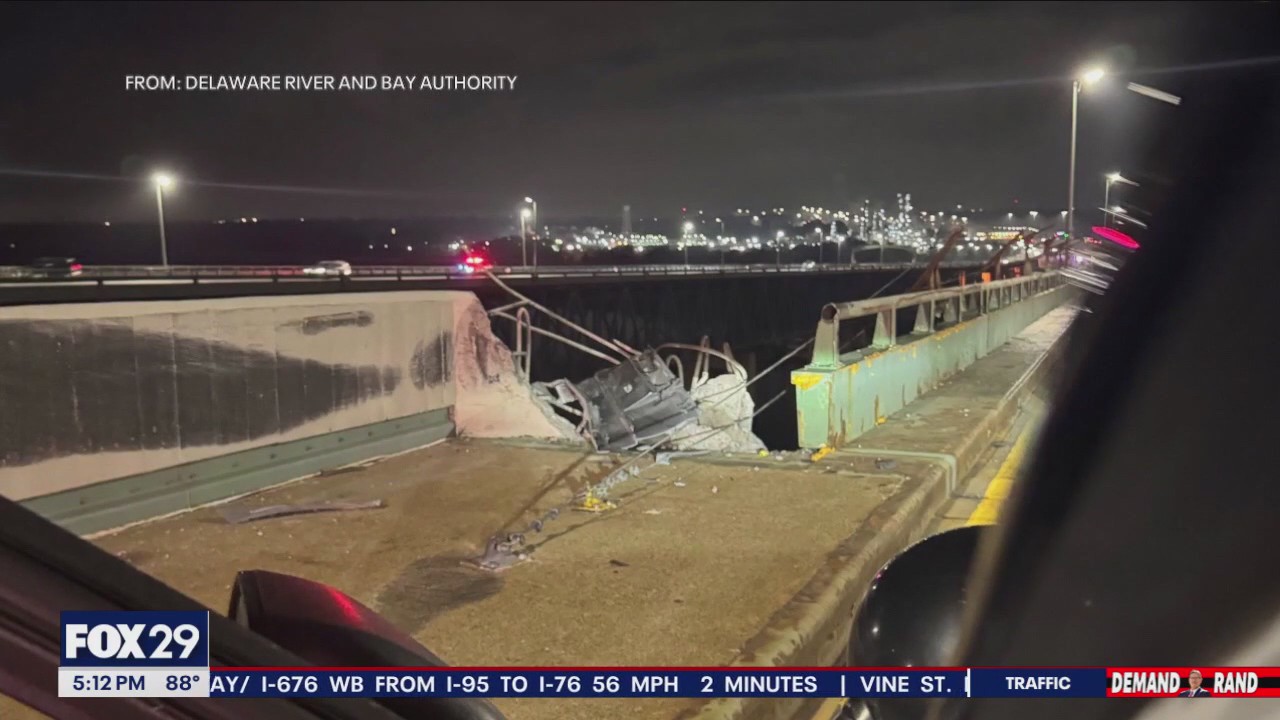 Tractor trailer cab crashes, falls off Delaware Memorial Bridge