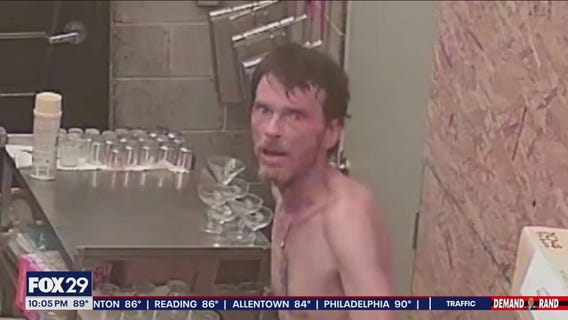 Video: Shirtless intruder wreaks havoc in South Philly catering business