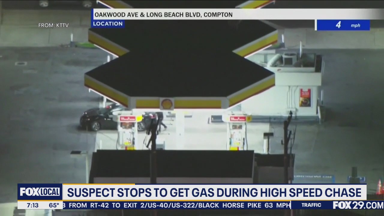 Suspect in high speed chase stops to get gas | FOX 29 Philadelphia