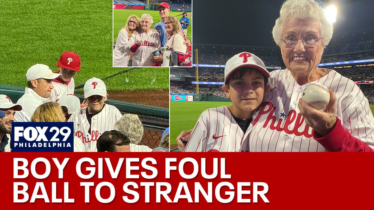 Boy gives up foul ball at Phillies game for complete stranger celebrating 80th birthday