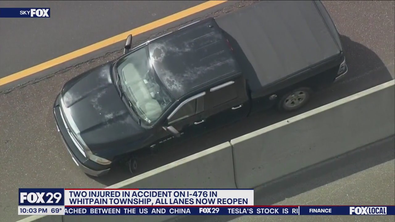 I-476 lanes open after 2 injured in crash in Whitpain Township