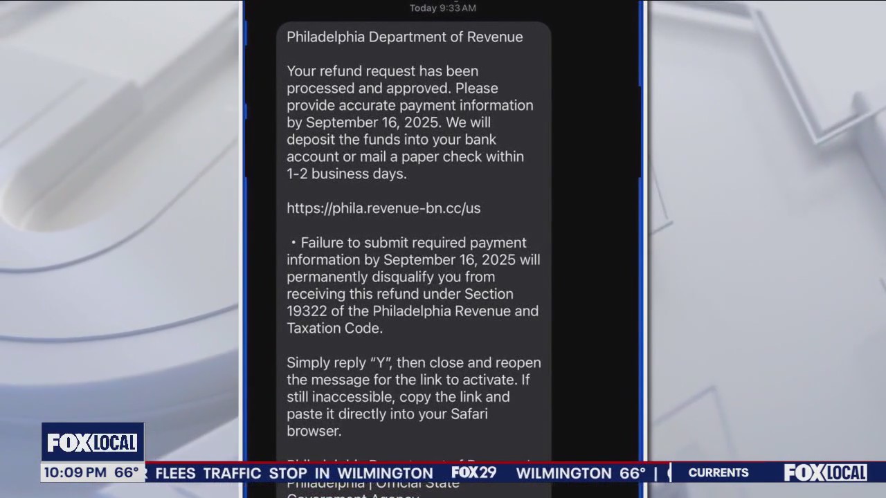 Tyyyy様確認用 Philly Department of Revenue warns of text scam regarding refunds