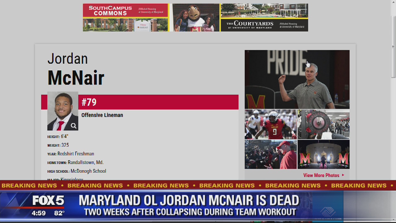 University of Maryland football player Jordan McNair passes away