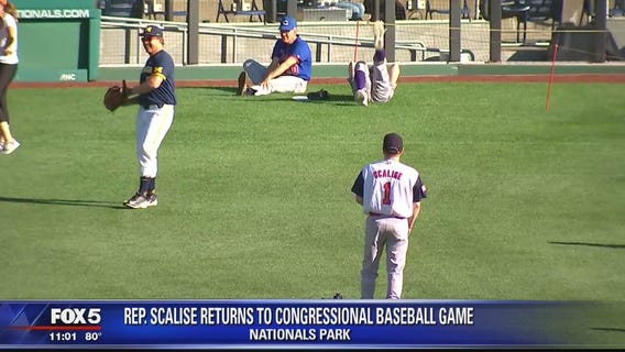 Rep. Steve Scalise back on field at annual Congressional Baseball Game 1 year after shooting
