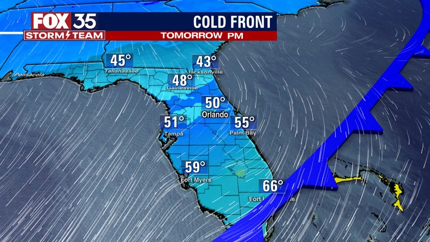 Incoming cold front to drop temperatures in Central Florida