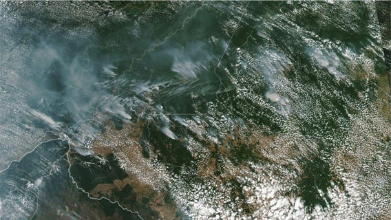 Fires in Amazon rainforest can be seen from space
