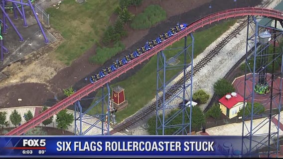 Riders safely removed from stuck roller coaster at Six Flags America