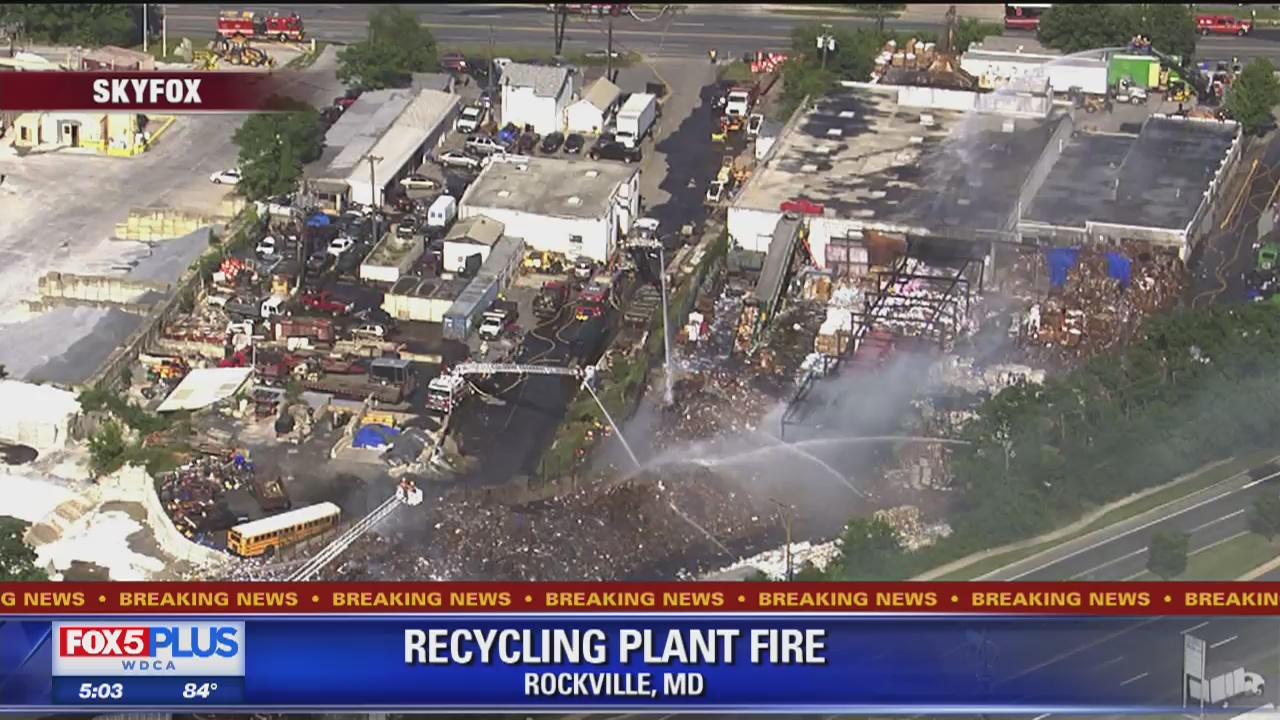 2-alarm fire at recycling center in Rockville