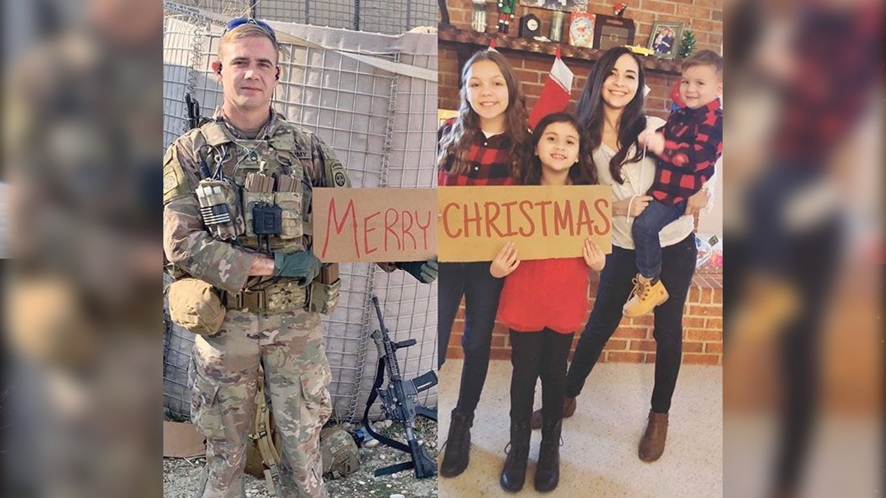 Military family gets creative with annual Christmas photo while dad?s away