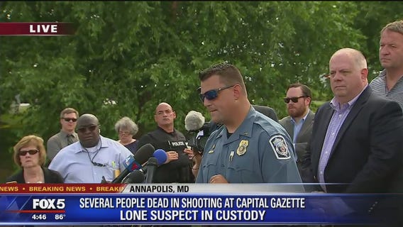 Police say 5 people killed, shooter in custody after Capital Gazette shooting in Annapolis