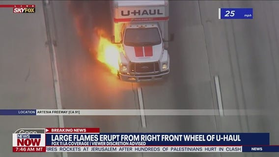 Stolen U-haul erupts in flames, suspect takes off running | NewsNOW from FOX