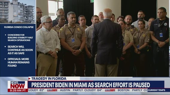 Biden speaks with search crews working at Surfside condo collapse