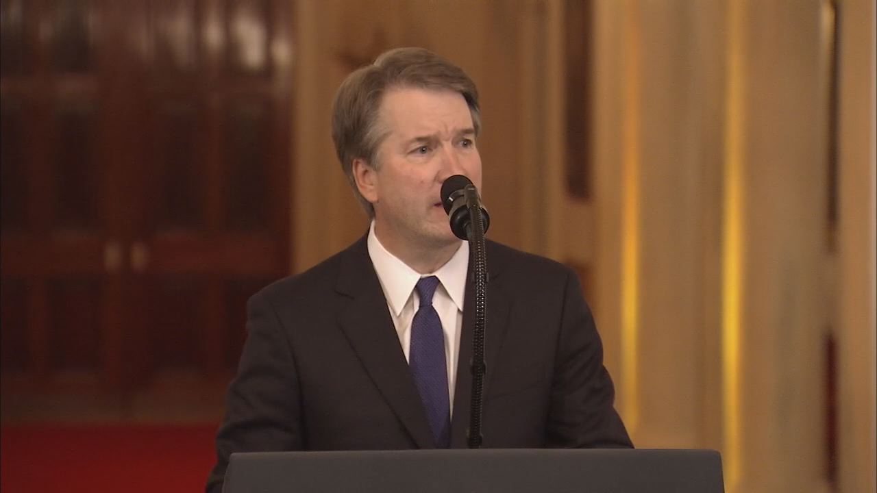 Judge Brett Kavanaugh speaks after being selected as Trump's nominee for Supreme Court