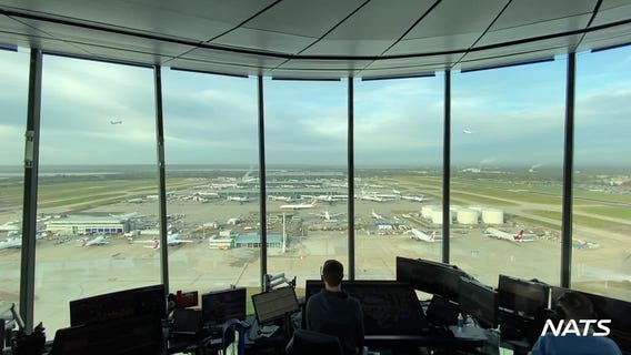 Dual takeoff at Heathrow Airport marks return of travel to US
