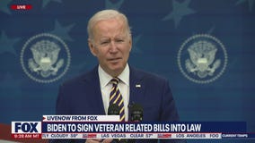 Biden gives remarks on importance of veterans, signs 4 bills into law