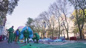 Bluey balloon inflated for Macy's Thanksgiving Day Parade