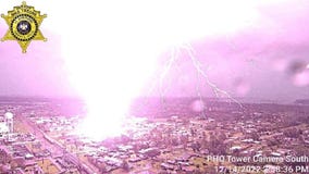 Stunning video: Bolt of lightning strikes parking lot