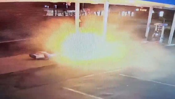 Rochester gas station pump bursts into flames, video shows
