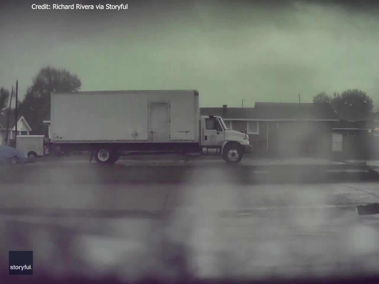 Dashcam footage shows New Orleans tornado flipping a truck